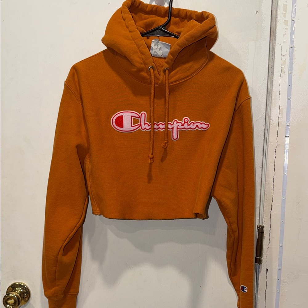 Champion Rust Orange Cropped Hoodie